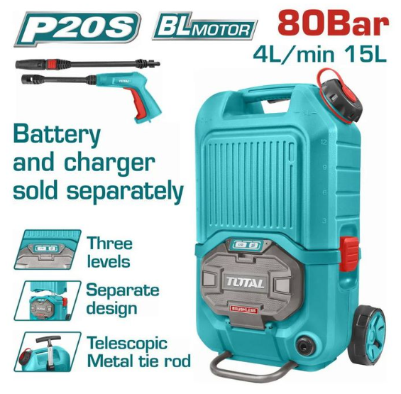 TOTAL TPWLI4006 40V Cordless Pressure Washer – High-Output Portable Cleaning Machine for Deep Washing, Outdoor Restoration & Unrestricted Power Cleaning