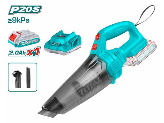TOTAL TVLI20126 20V Lithium-Ion Vacuum Cleaner – Cordless Dust Extraction Solution for Quick Cleanups, Workshop Debris & Everyday Dirt Control