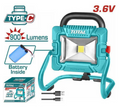 TOTAL TRLF4415 3.6V Lithium-Ion Portable Lamp – Compact Cordless Work Light for Mobile Illumination, Emergency Use & Everyday Utility Lighting