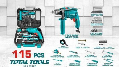 TOTAL THKTHP1152 115-Piece Tool Set – Complete Professional Hand Tools Kit for Home Repairs, Mechanical Work & Workshop Projects