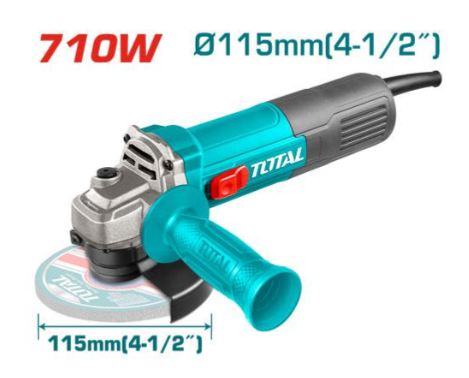 TOTAL TG10711576 710W Angle Grinder with High-Speed Motor for Metal Cutting, Surface Grinding & Fabrication Work