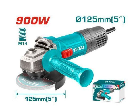 TOTAL TG10912556 900W Angle Grinder with High-Torque Motor for Heavy Metal Cutting, Weld Grinding & Surface Preparation