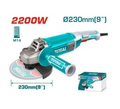 TOTAL TG12223026 2200W Angle Grinder with Industrial High-Power Motor for Structural Steel Cutting & Heavy-Duty Grinding