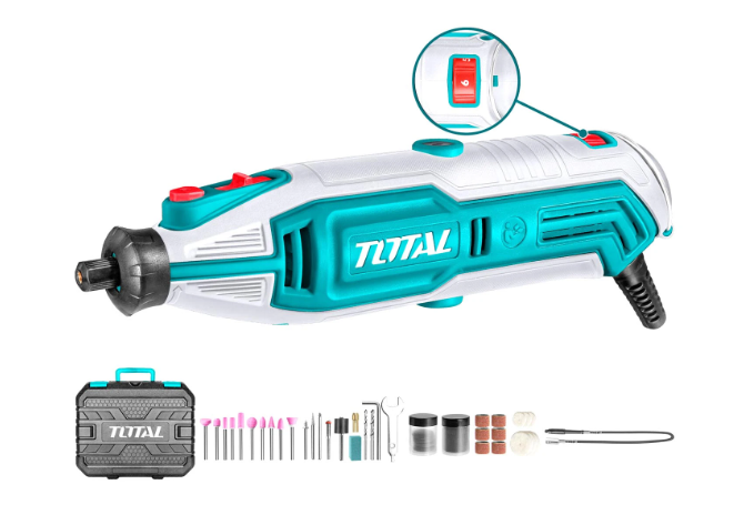 TOTAL TG513326 Mini Grinder with Compact High-Speed Motor for Precision Cutting, Light Grinding & DIY Fabrication