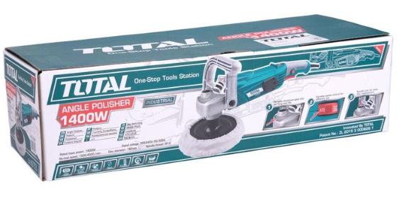 TOTAL TP1141806 1400W Angle Polisher with Variable Speed Control for Car Detailing, Paint Correction & Surface Finishing