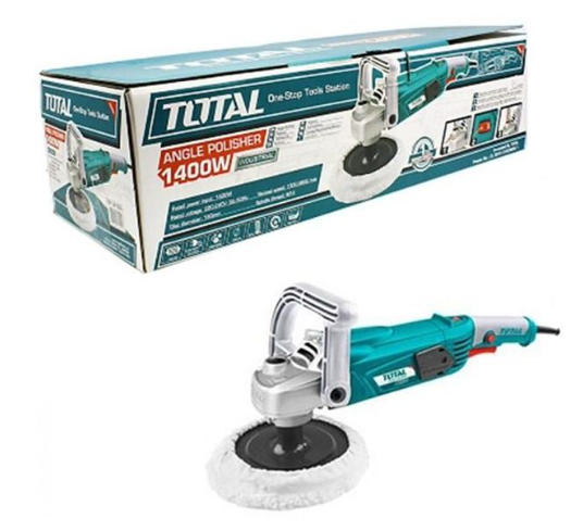 TOTAL TP11418018 1400W Angle Polisher with Precision Speed Control for Professional Car Restoration, Waxing & High-Gloss Finishing