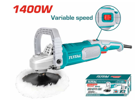 TOTAL TP11418018 1400W Angle Polisher with Precision Speed Control for Professional Car Restoration, Waxing & High-Gloss Finishing