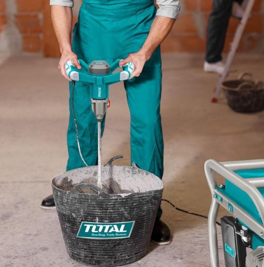 Total TD614006 1400W Heavy-Duty Electric Mixer – High-Torque Construction Mixer for Cement, Mortar, Tile Adhesive & Industrial Compounds