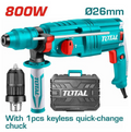 Total TH308268-2 800W Rotary Hammer with Keyless Quick-Change Chuck – SDS Plus Concrete Drill & Chisel Power Tool