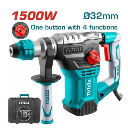 TOTAL TH1153216 1500W Rotary Hammer 32mm – Industrial Heavy-Duty SDS Plus Demolition & Concrete Drill