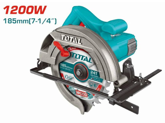 Total TS11218576 1200W 185mm (7-1/4") Circular Saw – 5000RPM High-Speed Wood Cutting Power Tool