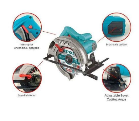 Total TS11218576 1200W 185mm (7-1/4") Circular Saw – 5000RPM High-Speed Wood Cutting Power Tool