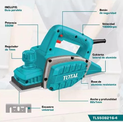 Total TL5508216 Electric Planer – High-Speed Wood Shaving & Precision Surface Leveling Machine
