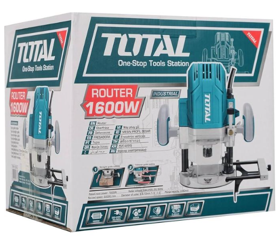 Total TR111216 1600W Wood Router – High-Precision Plunge Router for Cabinetry, Edge Profiling & Joinery