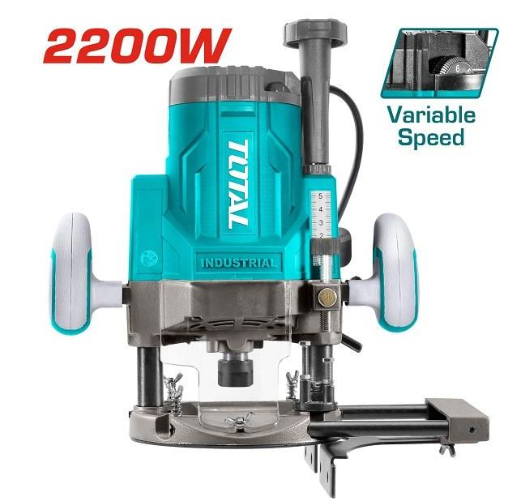 TOTAL TR111226 2200W 12mm (½ Inch) Electric Router – Industrial Plunge Wood Router for Deep Grooving & Heavy Joinery