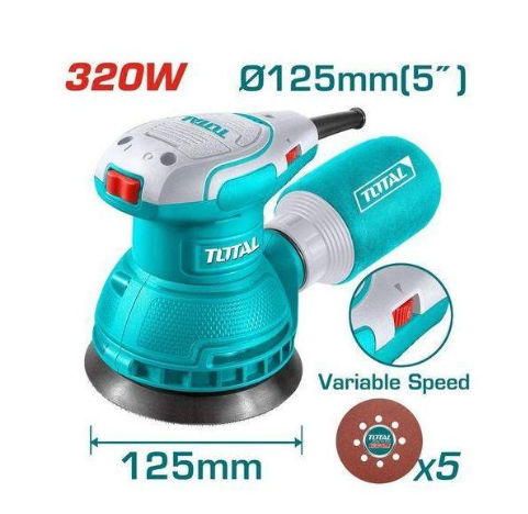 TOTAL TF2131256 320W Rotary Sander – Precision Surface Prep & Professional Finishing Power Tool