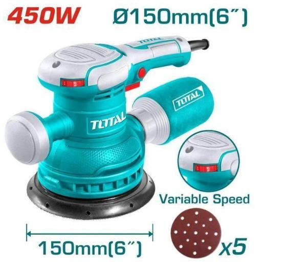 TOTAL TF2061506 450W Rotary Sander – High-Torque Wood Refinishing & Surface Preparation Machine