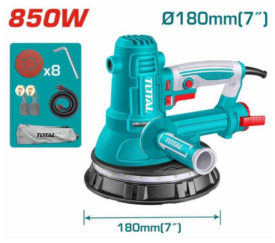 TOTAL TDWS10508 850W Drywall Sander – Professional Wall & Ceiling Finishing Machine with Extended Reach
