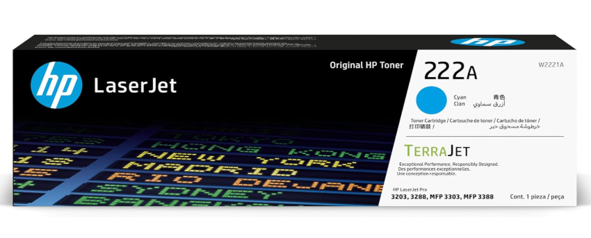 HP 222A Cyan Original LaserJet Toner Cartridge (W2221A) – Vibrant Blue Precision for Professional Color Printing