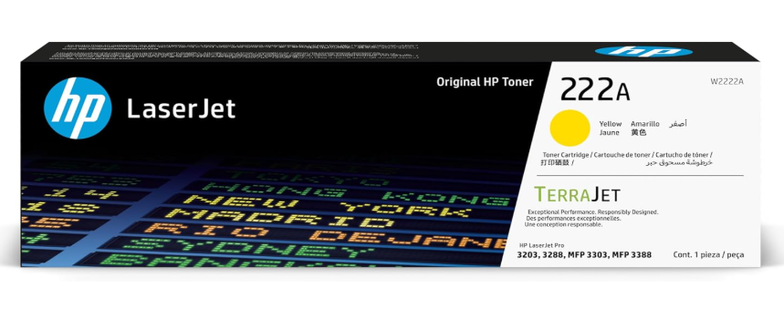 HP 222A Yellow Original LaserJet Toner Cartridge (W2222A) – Bright, Precise Color for High-Impact Prints