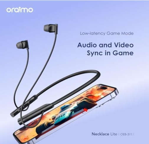 Oraimo Necklace Lite OEB-311 Wireless Neckband Earphones with Deep Bass, ENC Calls & 30-Hour Playtime