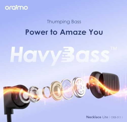 Oraimo Necklace Lite OEB-311 Wireless Neckband Earphones with Deep Bass, ENC Calls & 30-Hour Playtime