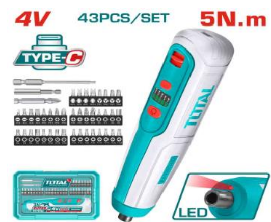 Total TSDLI04062 Cordless Screwdriver – Portable Rechargeable Power Driver for Quick Repairs, Installations & DIY Projects