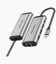 Vention USB 3.0 to USB 3.0 3-Port Hub + Gigabit Ethernet Docking Station: