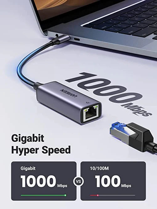 UGREEN USB-C to RJ45 Gigabit Ethernet Adapter CM199 | 1Gbps Type-C Network LAN Converter (UG-50737)