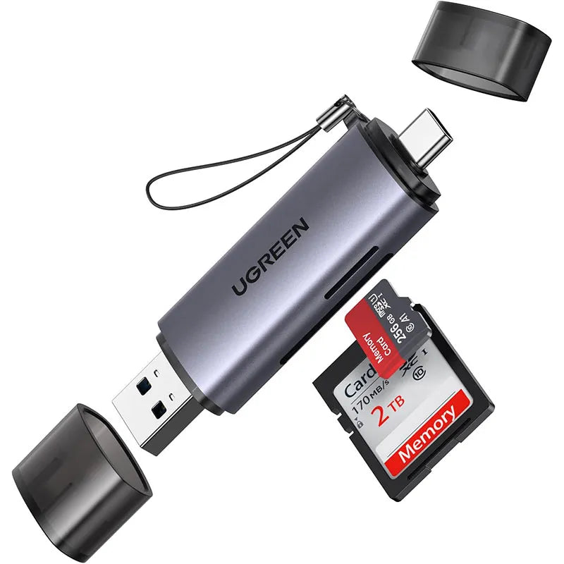 UGREEN CM185 SD &amp; Micro SD Card Reader USB 3.0 Type-C &amp; USB-A 2-in-1 High-Speed Adapter (50706)