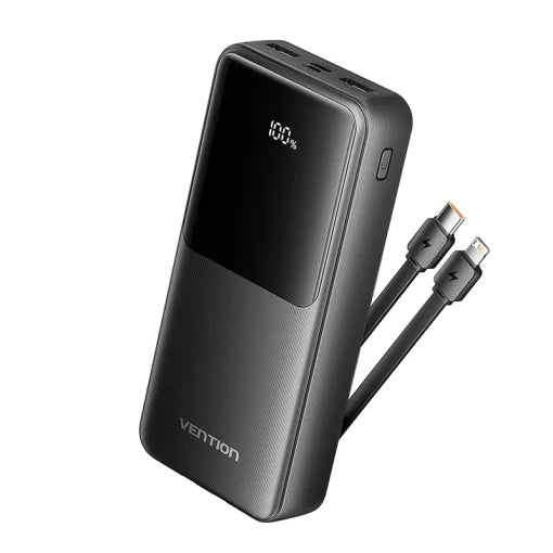 Vention FHOB0 10000mAh Power Bank 22.5W – USB-C, Lightning Cables, Multi-Port Fast Charging Portable Charger
