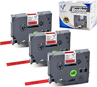 Brother TZ2-431 12mm x 8m Black on Red Label Tape