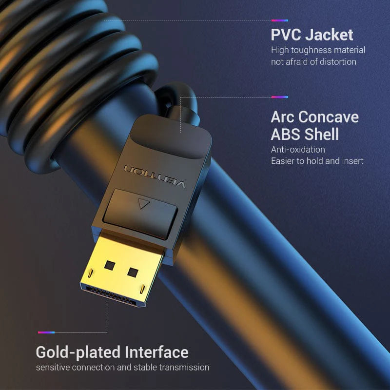 Vention DisplayPort Cable 1.5m– VEN-HACBG High-Speed Display Cable for PC, Laptop &amp; Monitor