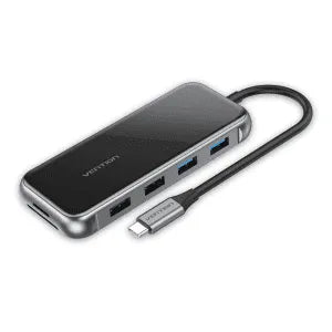  Vention CNDHB Type C 8-in-1 Multi-Function Docking Station – HDMI, USB 3.0, SD/TF Card Reader, PD, Ethernet 