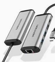 Vention TGDHB Type C to 3 Ports USB 3.0 Hub with Gigabit Ethernet Adapter & PD Converter: