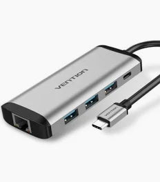 Vention TGDHB Type C to 3 Ports USB 3.0 Hub with Gigabit Ethernet Adapter & PD Converter: