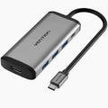Vention CNBHB Type C to 3 Ports USB 3.0 Hub + HDMI + PD Converter
