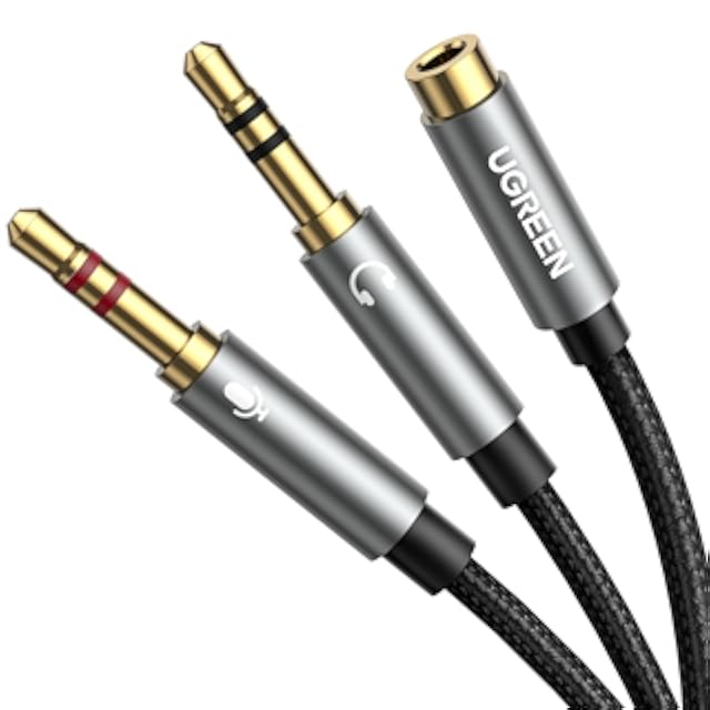 UGREEN AV134 3.5mm Audio Splitter Cable – Male to 2 Female AUX Headphone &amp; Microphone Adapter 20cm (UG-20816)