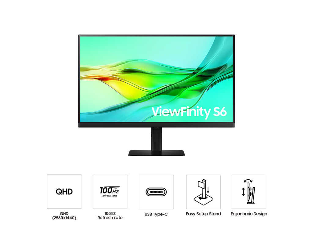 Samsung ViewFinity S60UD 27” 4K UHD Monitor LS27D600UAUXEN – Ultra HD, HDR10+, Professional Display, Sleek Design