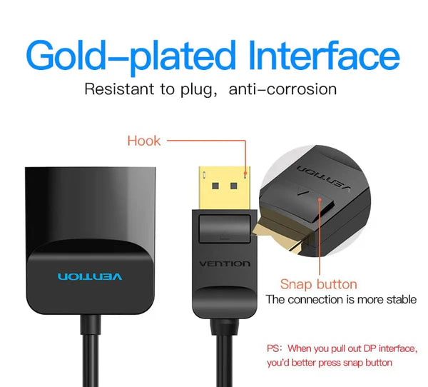 Vention Mini DisplayPort to HDMI Converter (0.15m) – HBGBB High-Speed 1080p Adapter for PC, Laptop &amp; Monitor