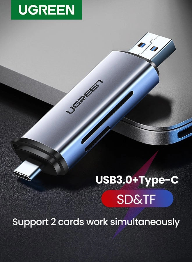 UGREEN CM185 SD &amp; Micro SD Card Reader USB 3.0 Type-C &amp; USB-A 2-in-1 High-Speed Adapter (50706)