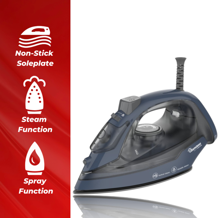 Ramtons RM/694 1200W Steam Iron- Fast Heating Steam Electric Iron for Smooth &amp; Easy Clothes Ironing