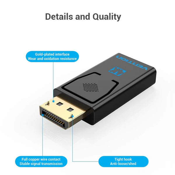 Vention DisplayPort (DP) Male to HDMI Female Adapter – HBMB0 High-Speed 1080P Converter for PC, Laptop &amp; Monitor