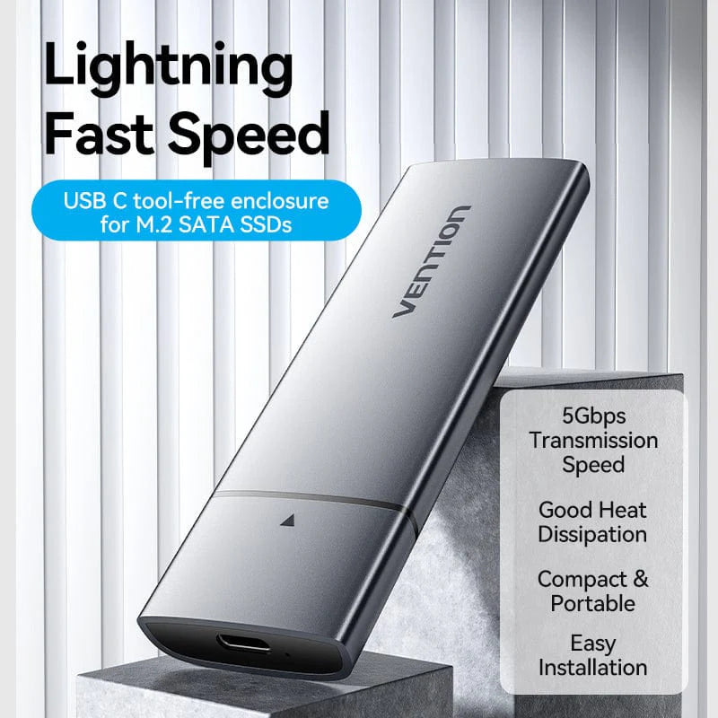 Vention M.2 NGFF SSD Enclosure USB-C 3.1 Gen 2 (KPFH0) – 10Gbps External SATA SSD Case